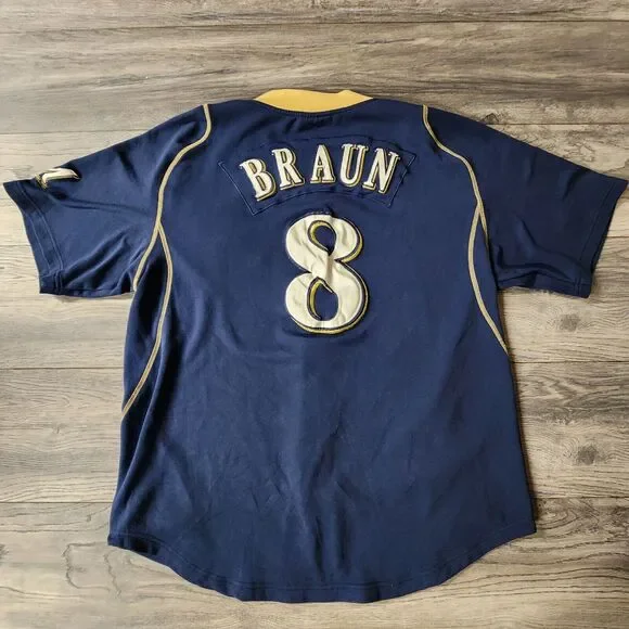 VTG Milwaukee Brewers L Ryan Braun Nike Jersey MLB Baseball Navy STITCHED - Picture 5 of 5